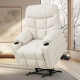 DUBOIS Beige Linen 34" Wide x 42" Height Power-Lift Recliner | with Vibration-Massage, Heating and Cupholders