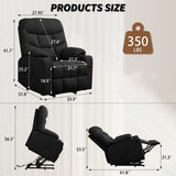 DUBOIS Black Linen 34" Wide x 42" Height Power-Lift Recliner | with Vibration-Massage, Heating and Cupholders
