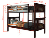 DERIK Dark Brown Twin Bunk Bed with Underbed Drawers