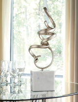 DAVOS Champagne and Real Marble 7" Wide x 21" High Sculpture