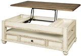 DELREY White 48" Wide Lift-Top Coffee Table