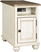 DELREY White 14" Wide Chairside Table with USB Ports
