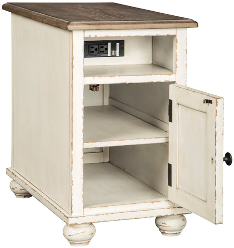 DELREY White 14" Wide Chairside Table with USB Ports