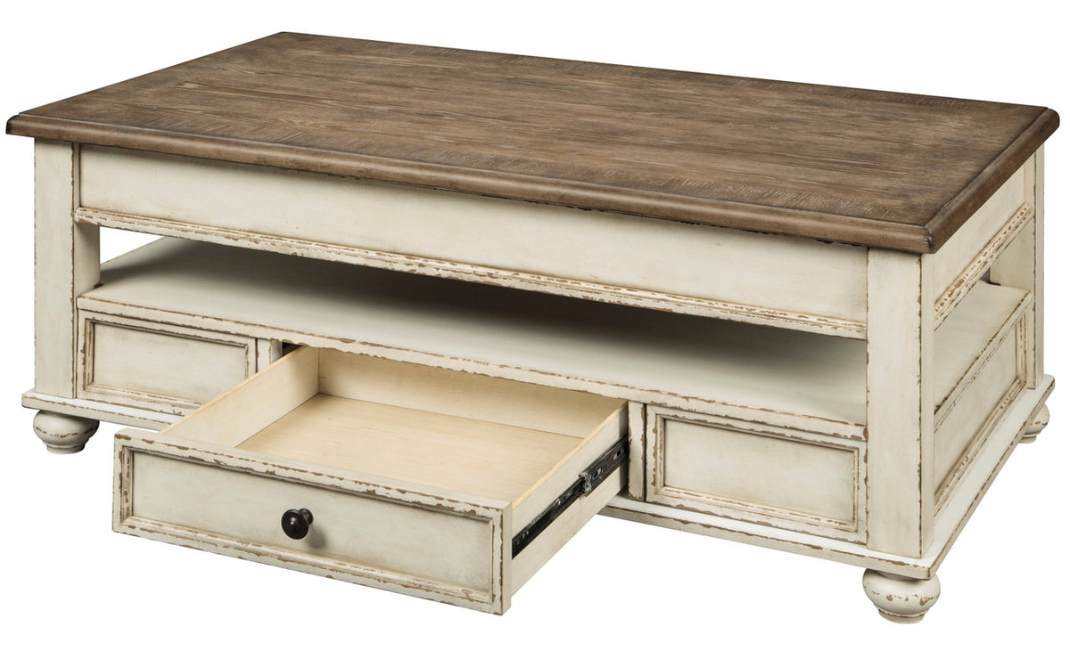 DELREY White 48" Wide Lift-Top Coffee Table