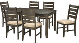 DEMITRIO Dark Brown 7 Piece Dining Set