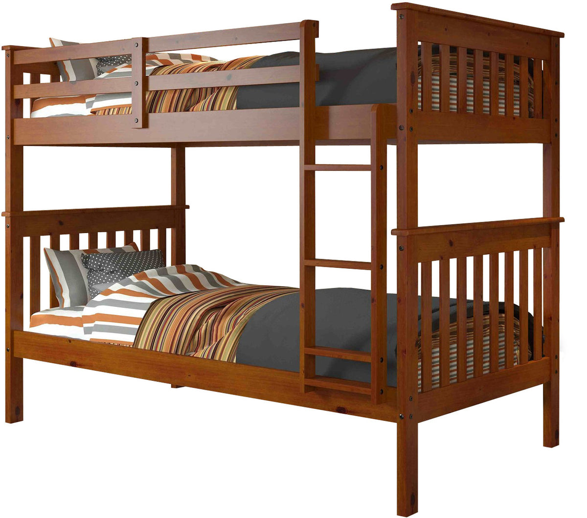 DERIK Medium Brown Twin Platform Bunk Bed