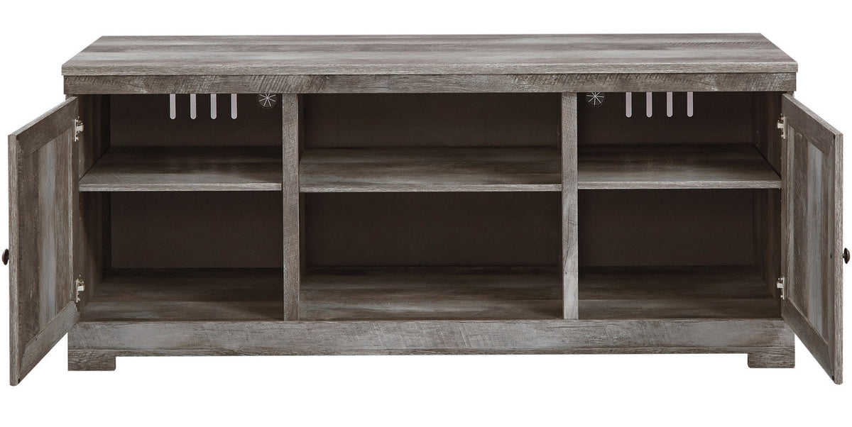 DEXTRE Rustic Gray 63" Wide TV Stand with Fireplace