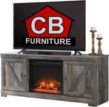 DEXTRE Rustic Gray 63" Wide TV Stand with Fireplace