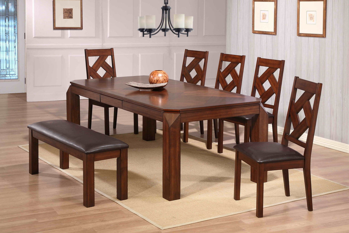 Diamond Cherry 7 Piece Dining Set with Bench