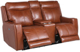 DIONNE Top Grain Leather Power Reclining Loveseat