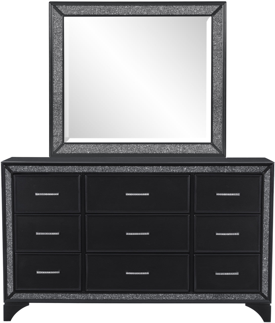 DOLCE Queen Black Lighted Bedroom Set