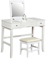 DORA White 36" Wide Lift-Mirror Vanity with Stool
