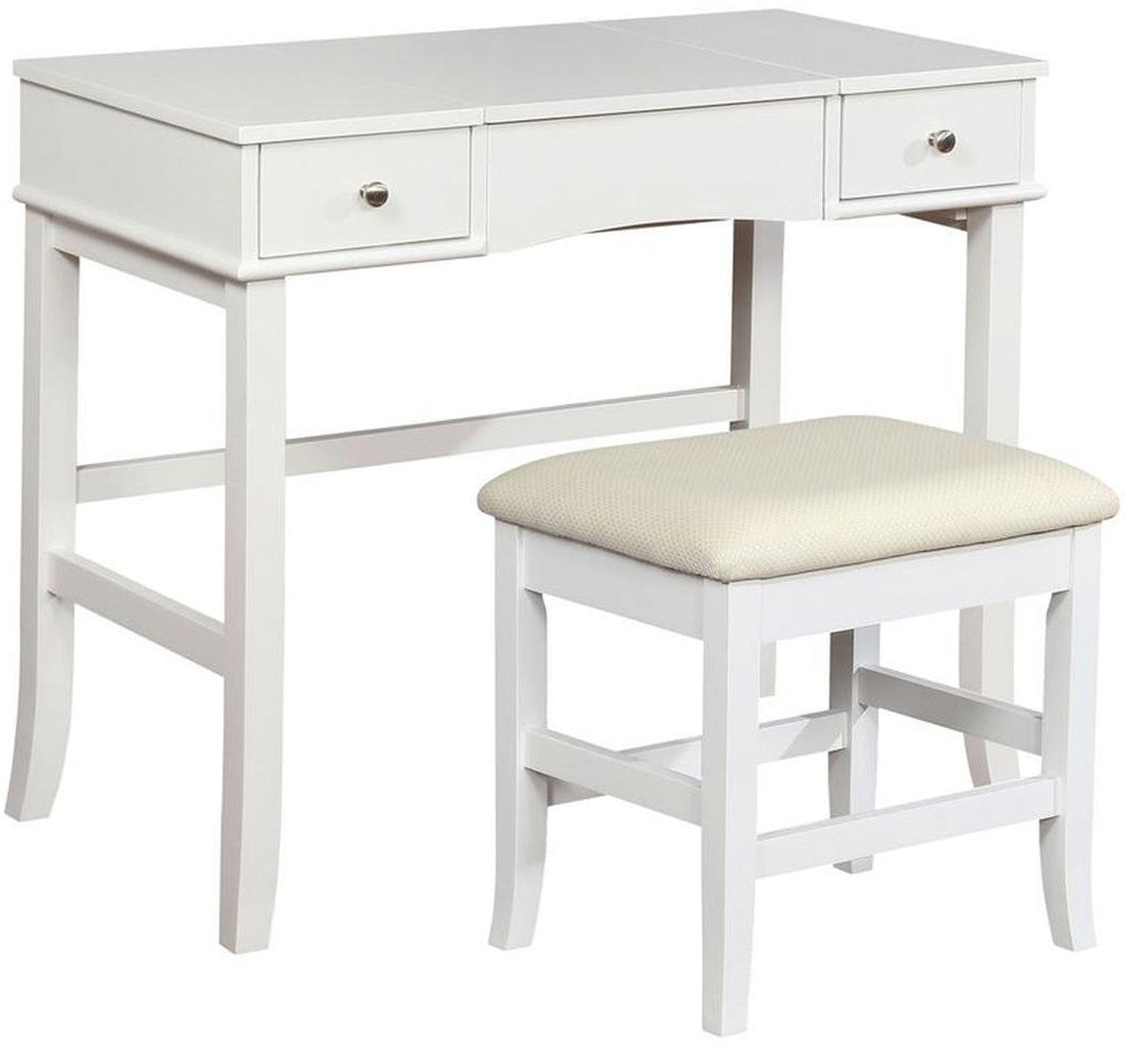 DORA White 36" Wide Lift-Mirror Vanity with Stool