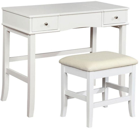 DORA White 36" Wide Lift-Mirror Vanity with Stool