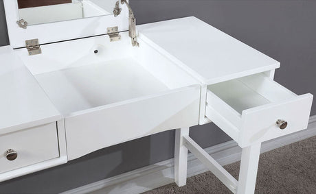 DORA White 36" Wide Lift-Mirror Vanity with Stool