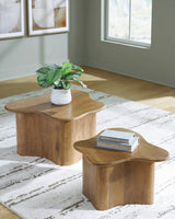 EGANN Light Brown 2 Piece Nesting Coffee Table