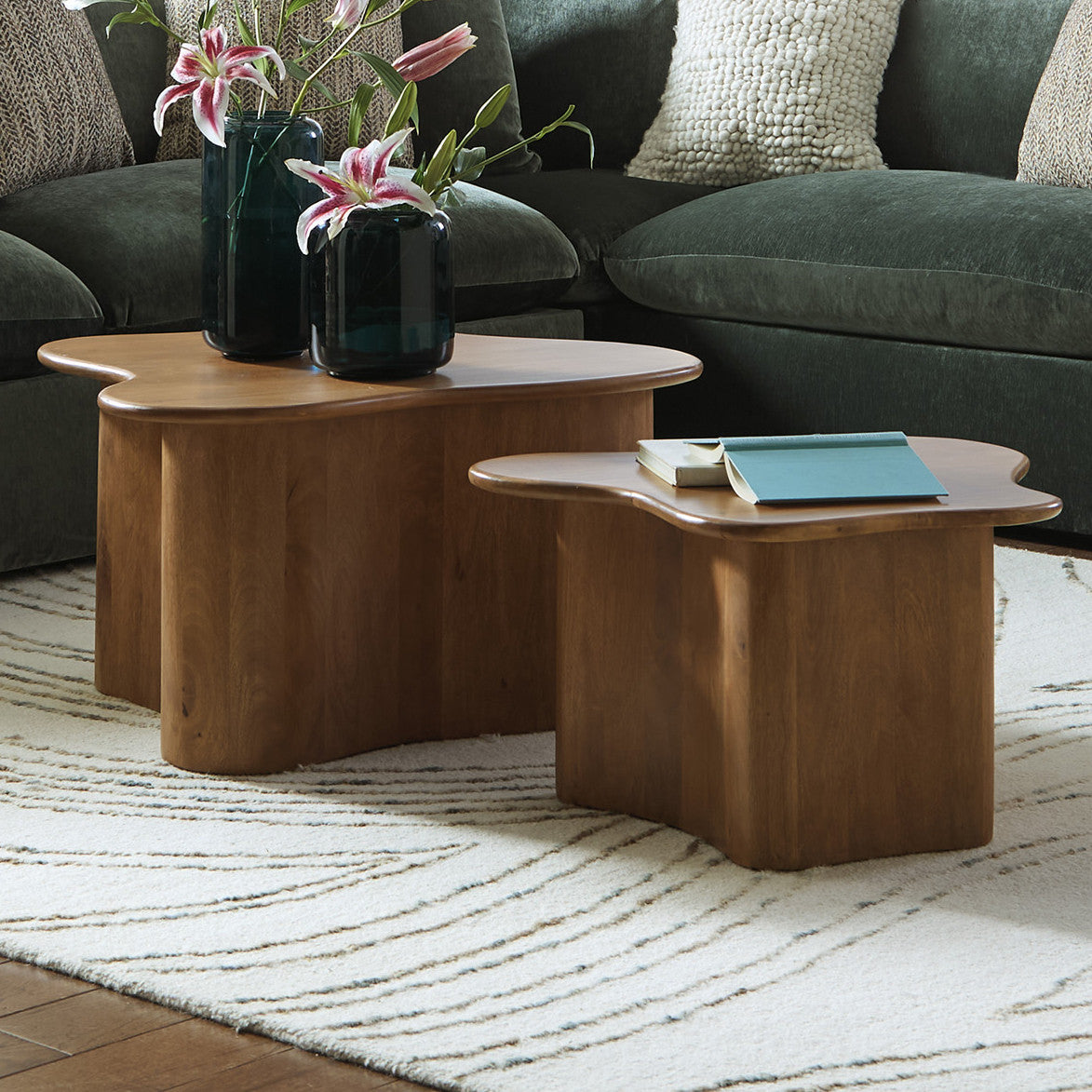 EGANN Light Brown 2 Piece Nesting Coffee Table