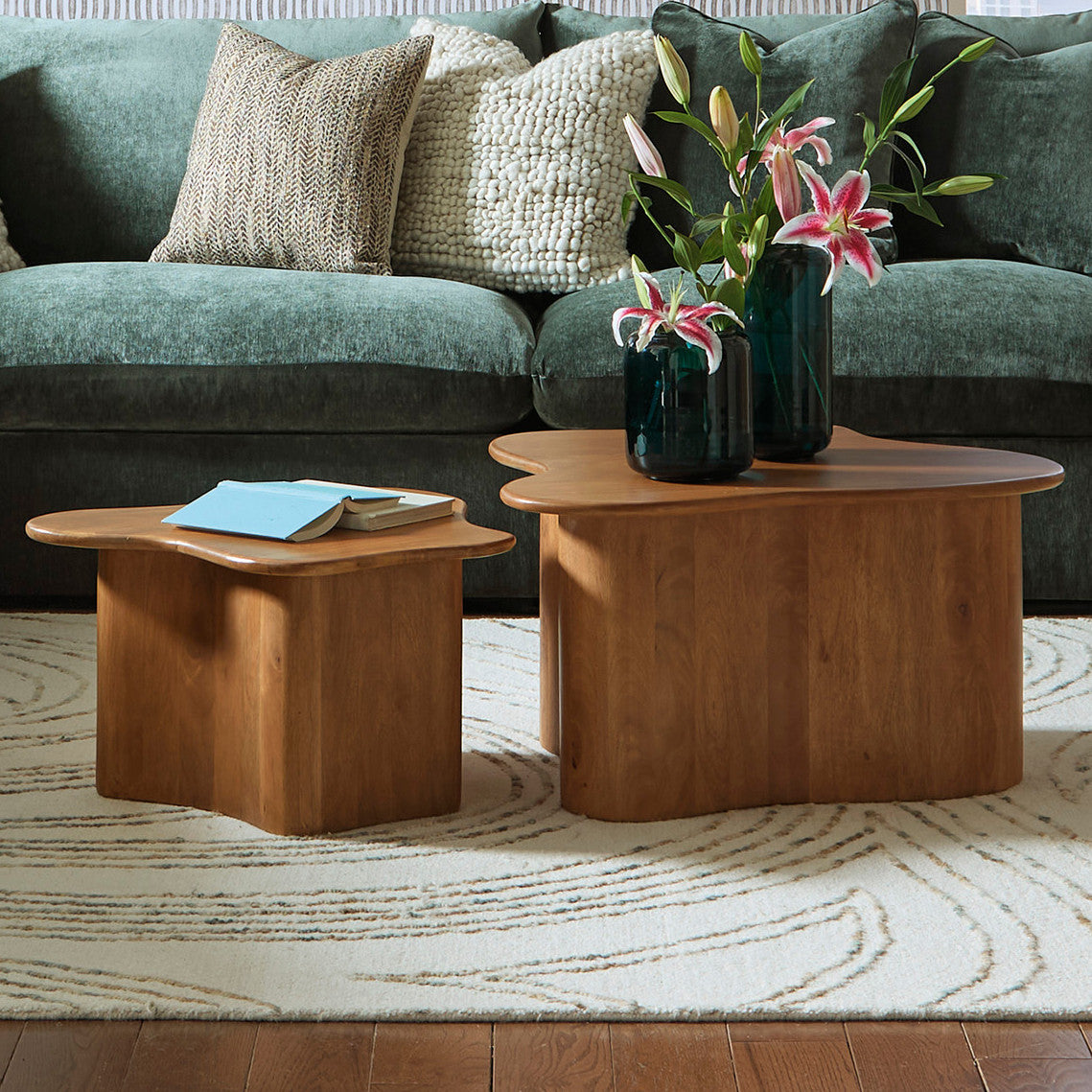 EGANN Light Brown 2 Piece Nesting Coffee Table
