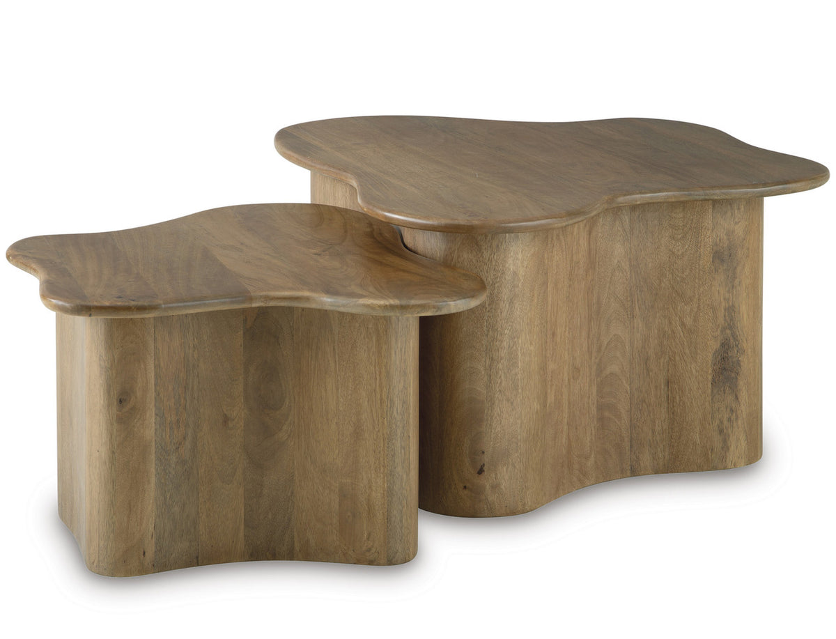 EGANN Light Brown 2 Piece Nesting Coffee Table