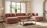 ELEGANTE Pink Velvet 139" x 69" Double Chaise Sectional