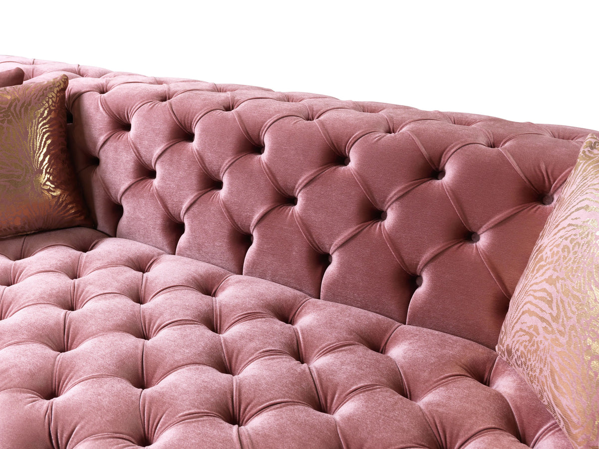 ELEGANTE Pink Velvet 139" x 69" Double Chaise Sectional