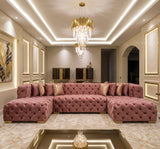 ELEGANTE Pink Velvet 139" x 69" Double Chaise Sectional