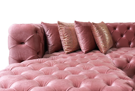 ELEGANTE Pink Velvet 139" x 69" Double Chaise Sectional