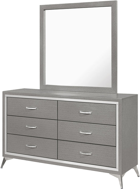 ELEINA Silver 58" Wide x 74" Height Dresser & Mirror