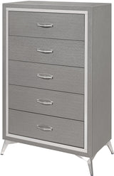 ELEINA Gray Faux Leather Bedroom Set