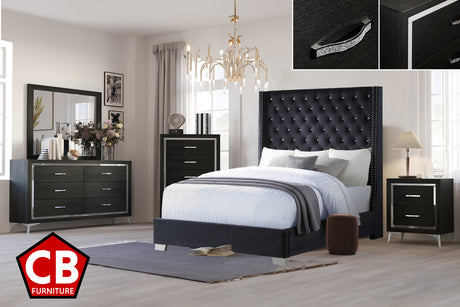 ELEINA Black 58" Wide x 74" Height Dresser & Mirror