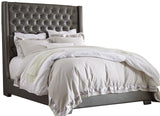 ELEINA Gray Faux Leather Bedroom Set