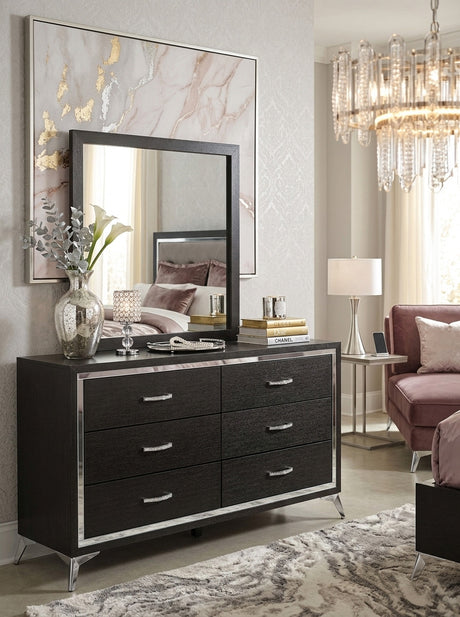 ELEINA Black 58" Wide x 74" Height Dresser & Mirror