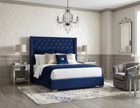ELEINA Blue Velvet 72" Height Bed