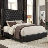 ELEINA Black Faux Leather 72" Height Bed