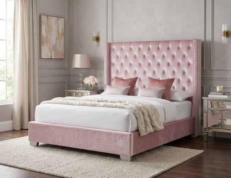 ELEINA Pink Velvet 72" Height Bed