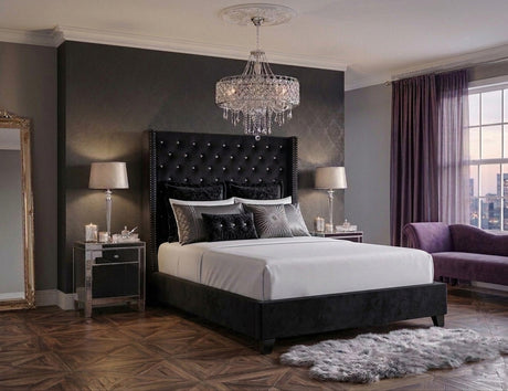 ELEINA Black Velvet 72" Height Bed