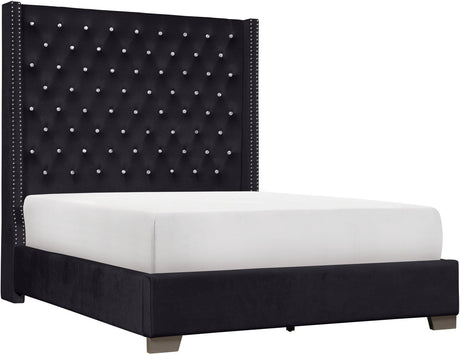 ELEINA Black Velvet 72" Height Bed