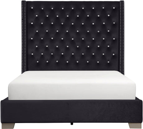 ELEINA Black Velvet 72" Height Bed
