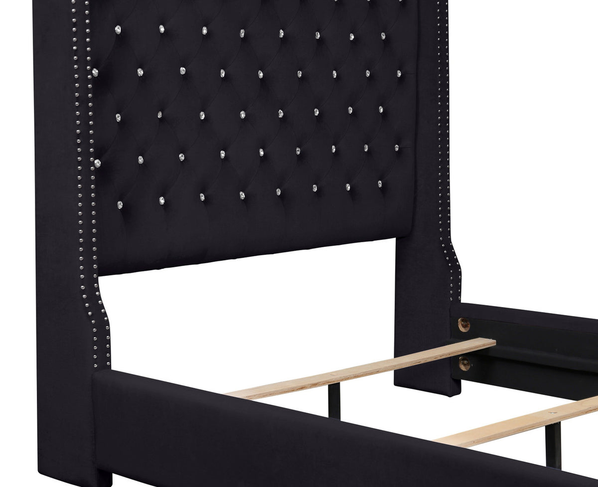 ELEINA Black Velvet 72" Height Bed