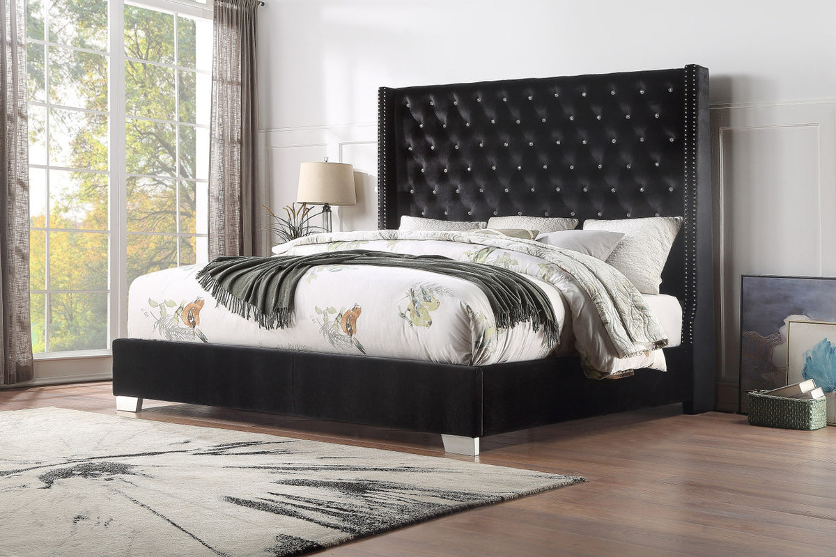 ELEINA Black Velvet 72" Height Bed