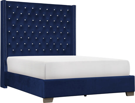 ELEINA Blue Velvet 72" Height Bed
