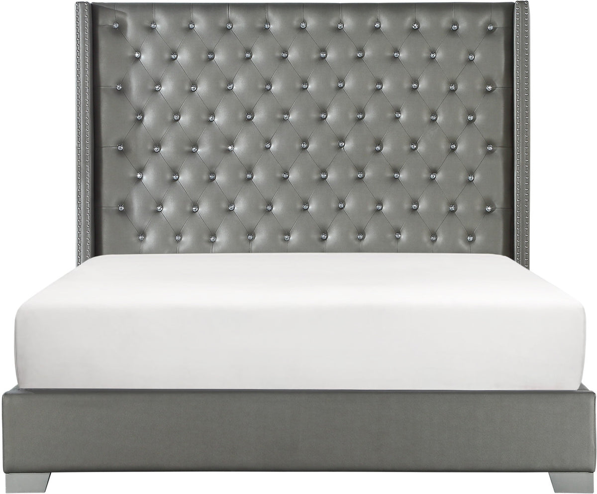 ELEINA Gray Faux Leather 72" Height Bed