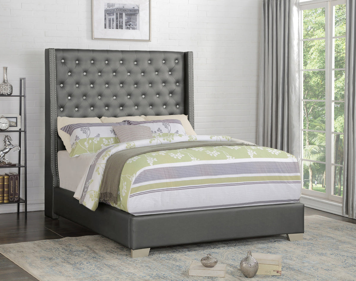 ELEINA Gray Faux Leather 72" Height Bed