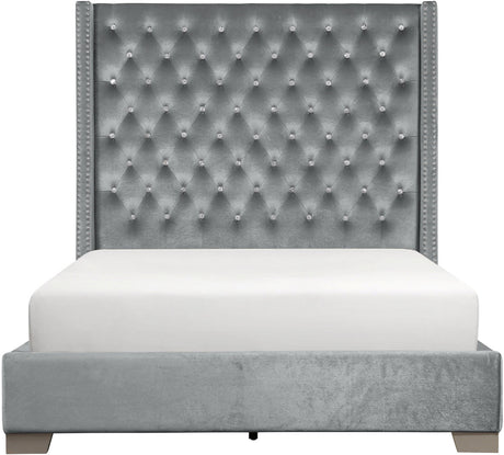 ELEINA Gray Velvet 68" Height Bed