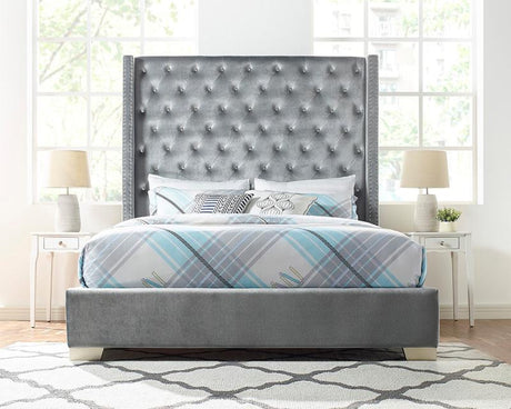 ELEINA Gray Velvet 68" Height Bed