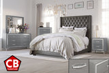 ELEINA Gray Faux Leather Bedroom Set