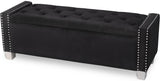 ELENA Black Velvet 52" Wide Storage Bench