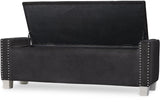 ELENA Black Velvet 52" Wide Storage Bench