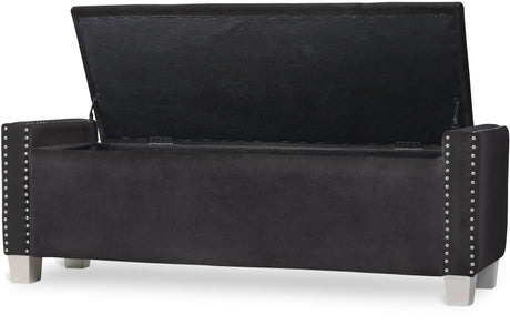 ELENA Black Velvet 52" Wide Storage Bench