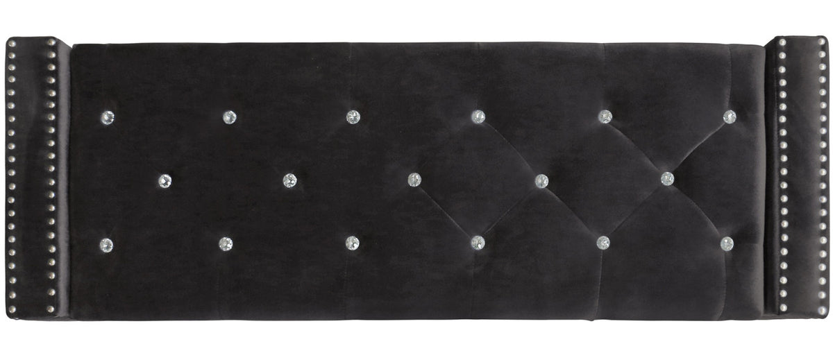 ELENA Black Velvet 52" Wide Storage Bench